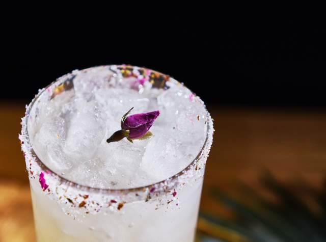 Alcoholic drink with flower in it