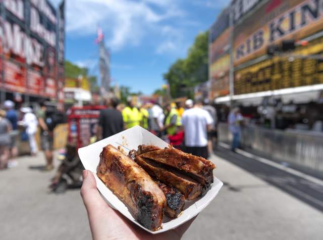 Photo of ribs at BBQ RibFest. Held each June in Fort Wayne, Indiana at Headwaters Park.