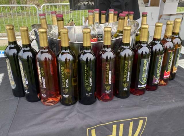 Wine on display at the Michiana Wine Festival. The event is held annually in the spring in Fort Wayne, Indiana at Headwaters Park