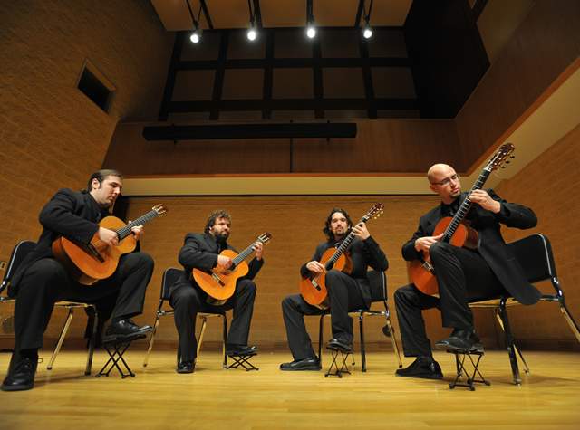 Group of guitarists performing