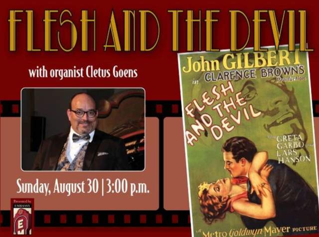 Promotion image for Flesh and the Devil with organist Cletus Goens