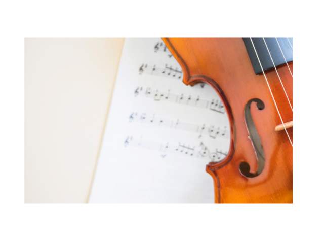 Violin on music notes for Intimate Voices