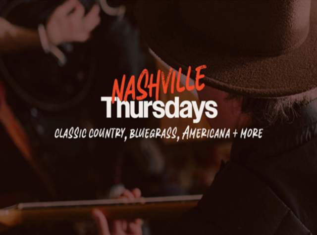 Event title overlaid on a picture of a guitar player in a cowboy hat