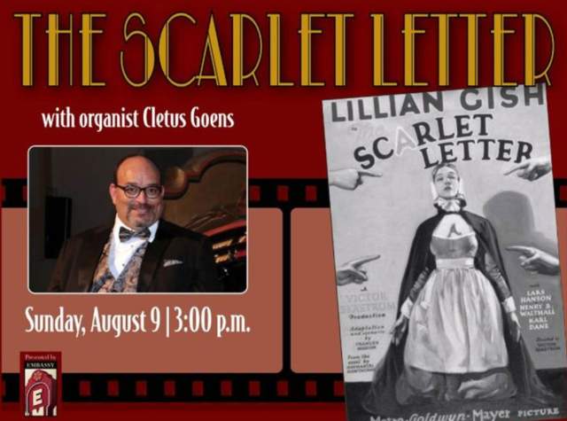 Promotion image for The Scarlet Letter with organist Cletus Goens