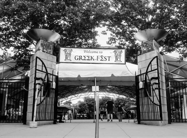 The entrance to Greek Fest at Headwaters Park in Fort Wayne, Indiana. Greek Fest is held annually near the end of June.