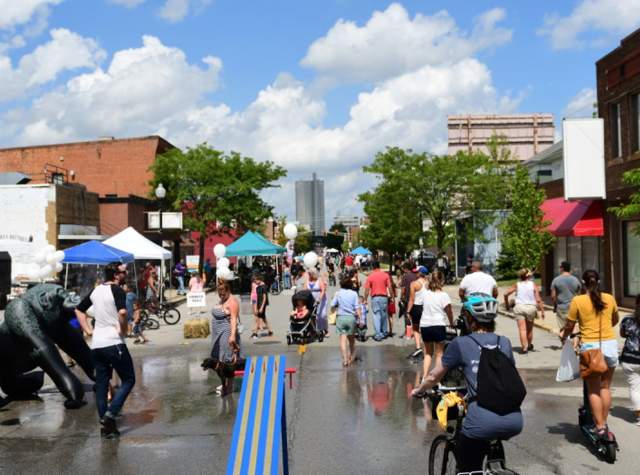 Snapshot from the Open Streets located at Calhoun Street Corridor (Pontiac St. to The Landing).