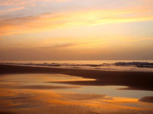 sunset on the waves