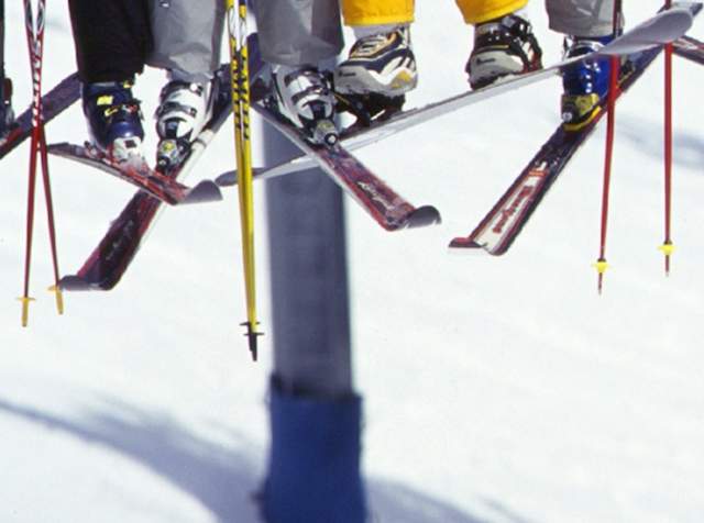 Skis on a chairlift