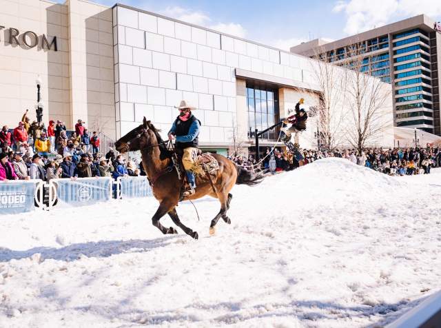2024 Winter Roundup Skijoring Snowboarder