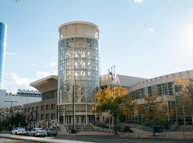 Salt Palace Convention Center Tower photo in the fall