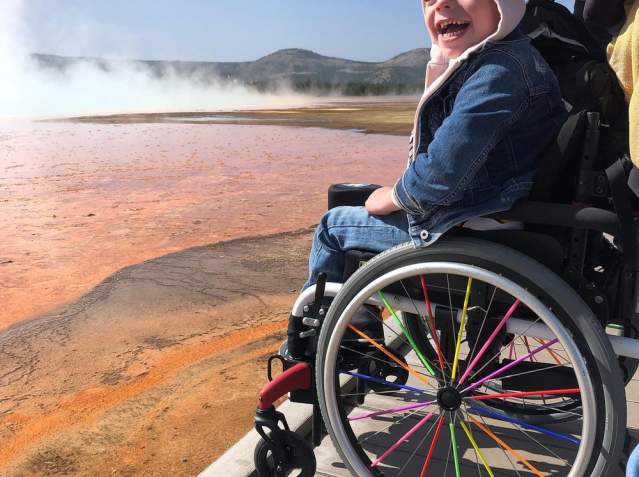 Park Visitor in Wheelchair on boardwalk