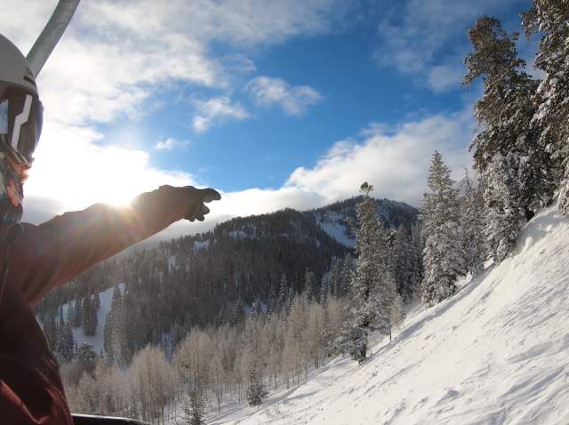Riding the ski lift
