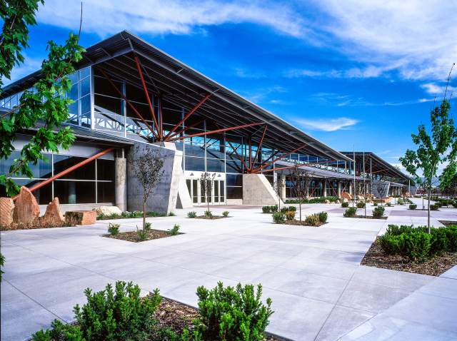 Exterior view of the Mountain America Expo Center