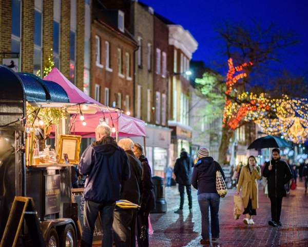 Chichester city centre at Christmas