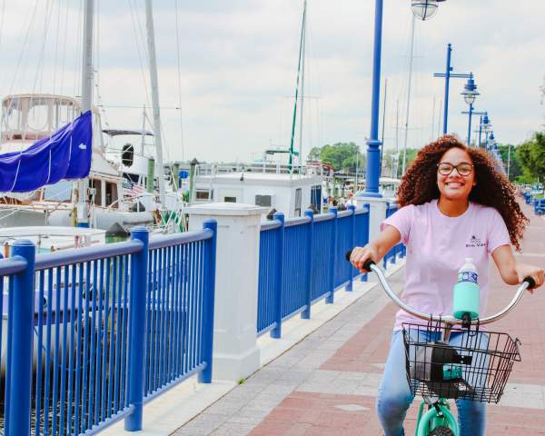 Woman riding a bike