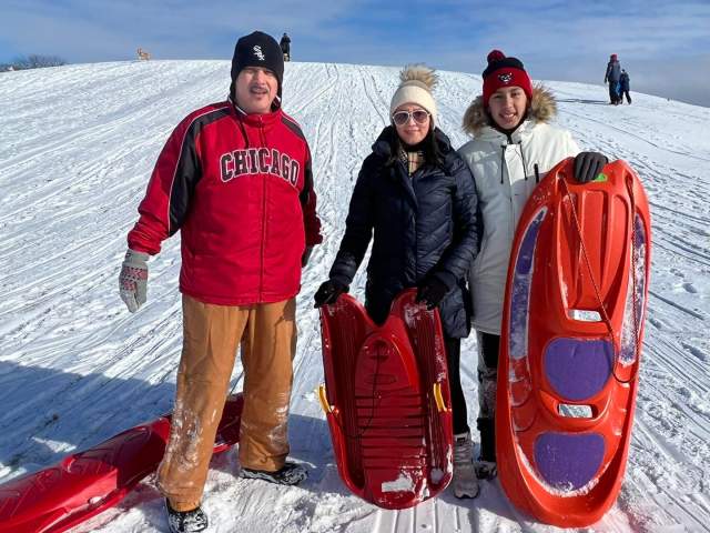 Sledding at Phillips Park