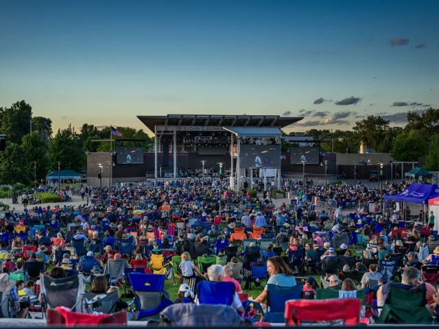Expanded seating and renovations at RiverEdge Park in Aurora, Illinois