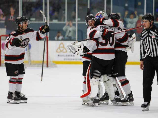 Chicago Steel celebrate a goal at a home game in Geneva, Illinois
