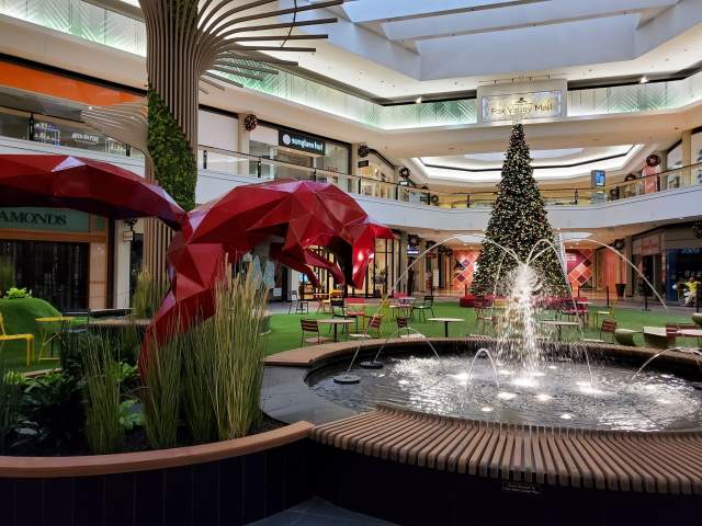 Christmas tree in Center Park at Fox Valley Mall