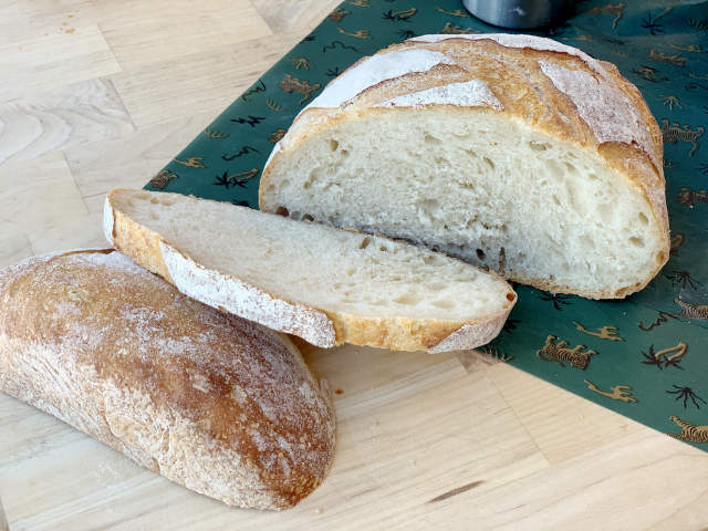 Sliced sourdough bread loaf from Easy Tiger in Austin Texas