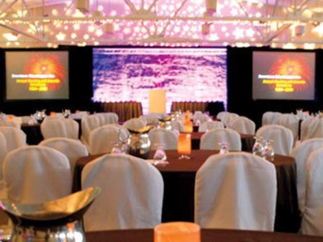 meeting room set up for a presentation