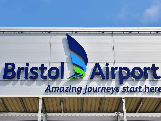 A white welcome sign at Bristol Airport  - Credit Bristol Airport