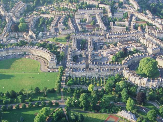 Bath - Aerial View of the Circus and Crescent