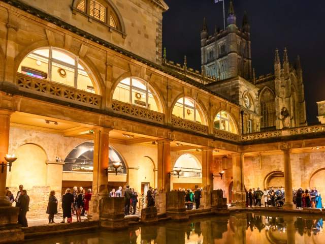 The Roman Baths at night