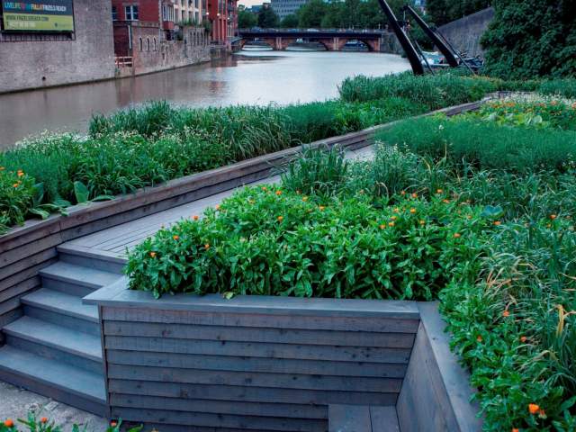 One of the floating seed gardens at Finzels Reach in central Bristol - credit Bristol City Council
