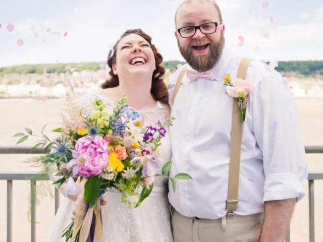 The Grand Pier wedding - couple on the pier