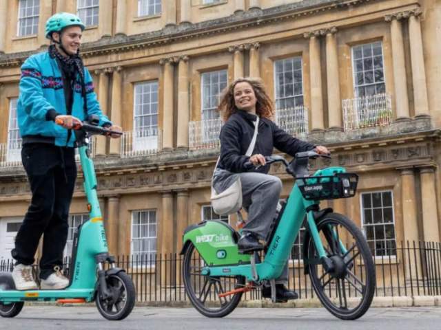 Bath - Tier WESTscoot and WESTbike electric scooter and electric bike hire - CREDIT Travelwest