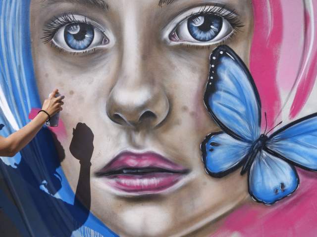 An artwork at the Upfest street art festival on North Street, Bristol