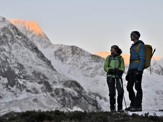 Couple in the snow on the Glyderau
