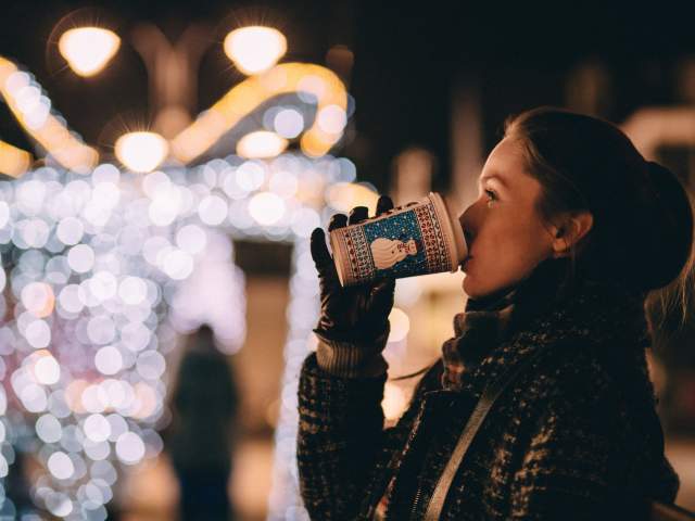 Woman drinking hot chocolate