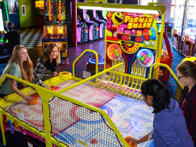Kids playing air hockey at Sports Emporium in Carlisle, PA