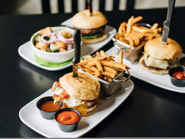 Burger and fries spread