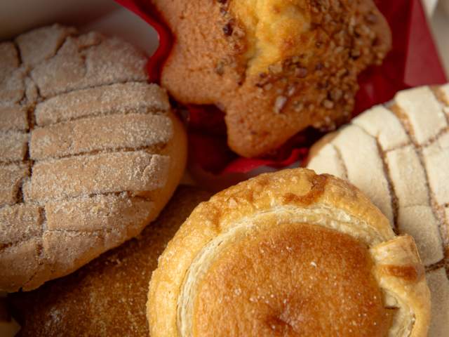 pan dulce (Mexican sweet bread), tres leches desserts from Gloria's Panaderia y Pastaleria