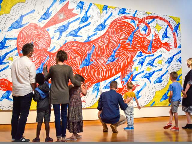 Family Looking at Painting at Fort Wayne Museum of Art