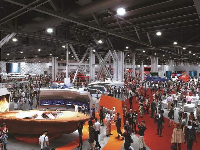 Convention Center Exhibit Hall during a boat show