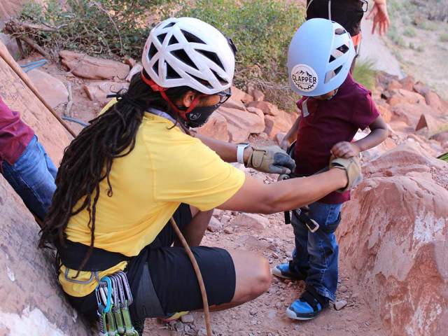 rock climbing with a child