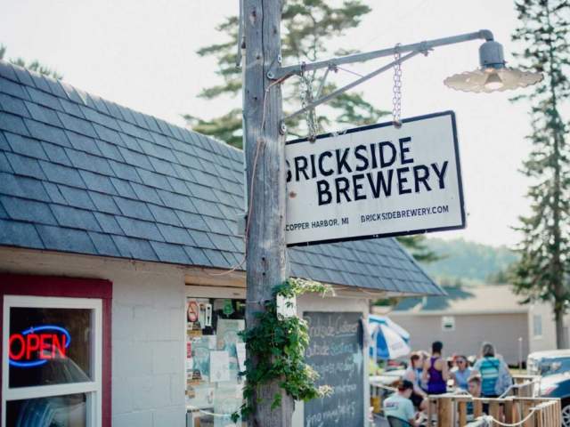 Outside of Brickside Brewery in Copper Harbor