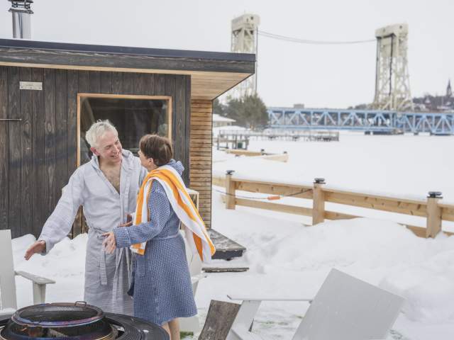 Couple at Takka Sauna Portage
