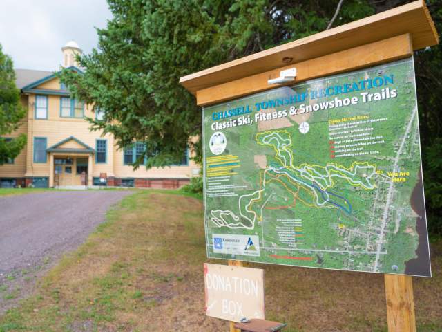 Trailhead sign for Chassell Trails at Chassell Heritage Center
