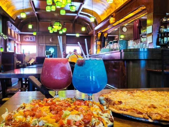Pizza and drinks at the Ambassador in Houghton.