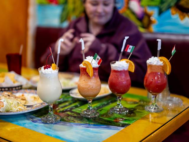 piña coladas on a table at La Tonalteca
