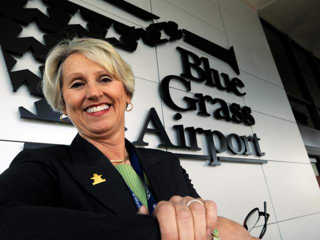 Blue grass airport lady with a lady