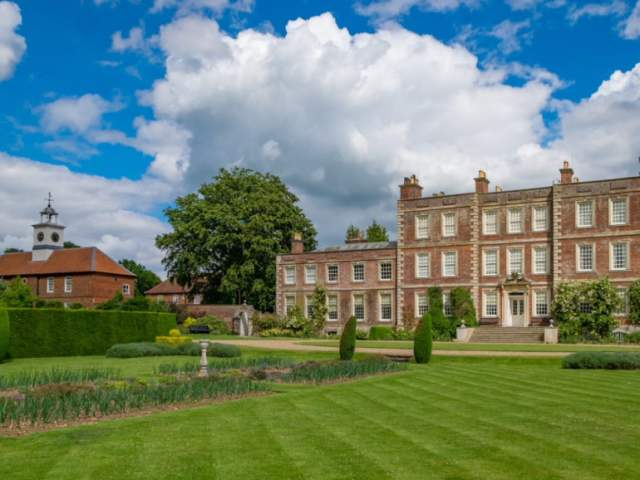 A view of Gunby Hall and the garden exterior