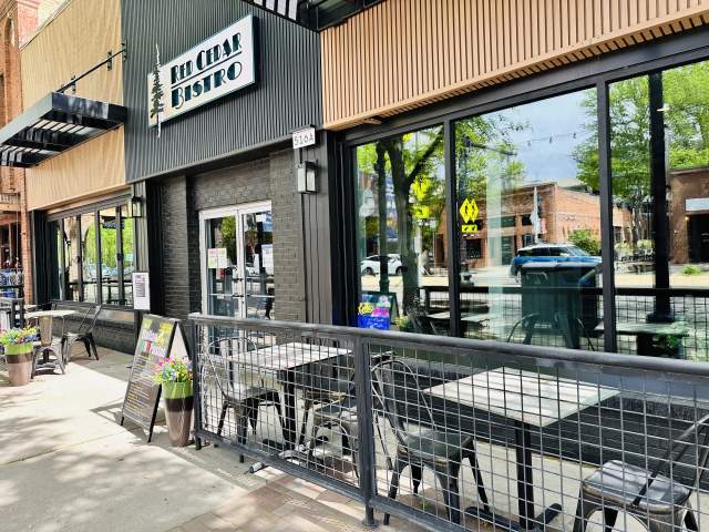 Patio in front of Red Cedar bistro