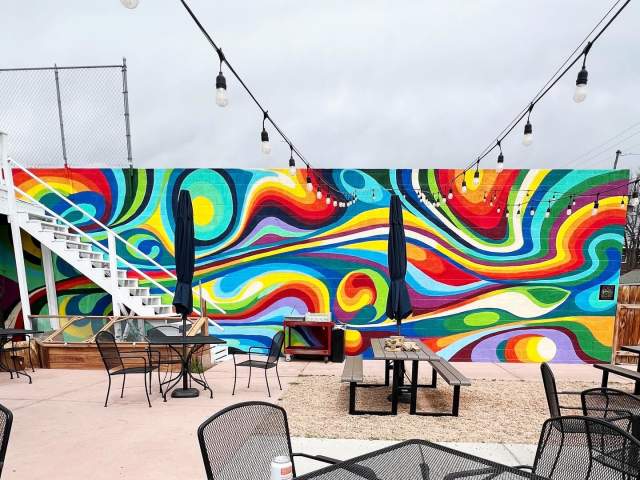 Colorful mural in pelo's back patio