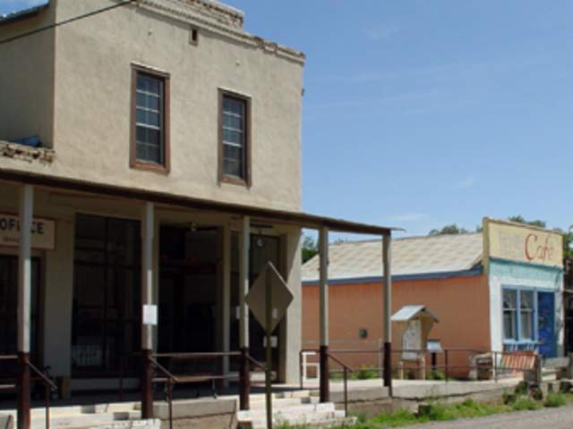 Buildings in the ghost town of Hillsboro, NM